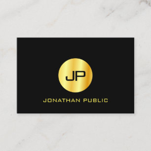 Black Gold Modern Monogrammed Elegant Template Business Card