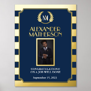 Black Gold Modern Photo Congrats Job Well Done Foil Prints