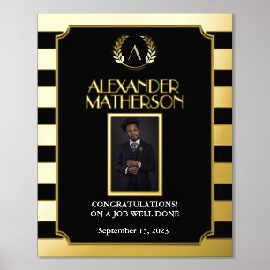 Black Gold Modern Photo Congrats Job Well Done  Foil Prints