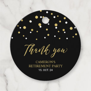 Black & Gold   Modern Retirement Favour Thank you Tags