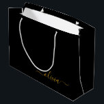 Black Gold Modern Script Girly Monogram Name Large Gift Bag<br><div class="desc">Black and Gold Simple Script Monogram Name Gift Bag. This makes the perfect sweet 16 birthday,  wedding,  bridal shower,  anniversary,  baby shower or bachelorette party gift bag for someone that loves glam luxury and chic styles.</div>
