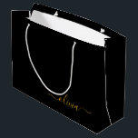 Black Gold Modern Script Girly Monogram Name Large Gift Bag<br><div class="desc">Black and Gold Simple Script Monogram Name Gift Bag. This makes the perfect sweet 16 birthday,  wedding,  bridal shower,  anniversary,  baby shower or bachelorette party gift bag for someone that loves glam luxury and chic styles.</div>