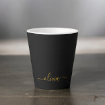 Black Gold Modern Script Girly Monogram Name Latte Mug<br><div class="desc">Black and Gold Simple Script Monogram Name Latte Coffee Cup Mug. This makes the perfect sweet 16 birthday,  wedding,  bridal shower,  anniversary,  baby shower or bachelorette party gift for someone that loves glam luxury and chic styles.</div>