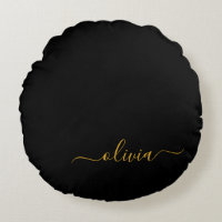 Black Gold Modern Script Girly Monogram Name
