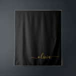 Black Gold Modern Script Girly Monogram Name Tapestry<br><div class="desc">Black and Gold Simple Script Monogram Name and Initial Tapestry. This makes the perfect sweet 16 birthday,  wedding,  bridal shower,  anniversary,  baby shower or bachelorette party gift for someone that loves glam luxury and chic styles.</div>