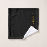 Black Gold Modern Script Girly Monogram Name Wash Cloth<br><div class="desc">Black and Gold Simple Script Monogram Name Bathroom Towel. This makes the perfect sweet 16 birthday,  wedding,  bridal shower,  anniversary,  baby shower or bachelorette party gift for someone that loves glam luxury and chic styles.</div>