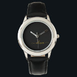 Black Gold Modern Script Girly Monogram Name Watch<br><div class="desc">Black and Gold Simple Script Monogram Name Watch. This makes the perfect sweet 16 birthday,  wedding,  bridal shower,  anniversary,  baby shower or bachelorette party gift for someone that loves glam luxury and chic styles.</div>
