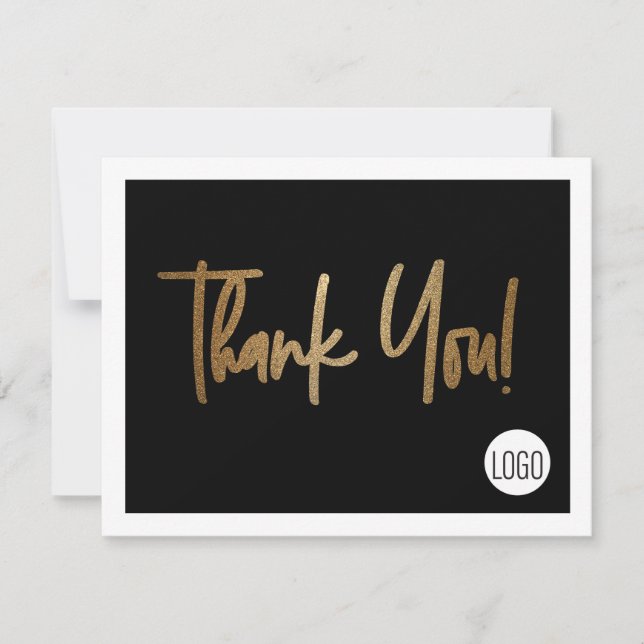 Black Gold Modern Small business Discount offer Thank You Card (Front)