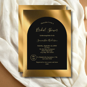 Black Gold Modern Stylish Chic Glam Bridal Shower Invitation