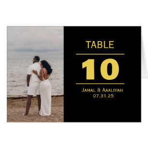 Black & Gold Modern Wedding Table Number Card