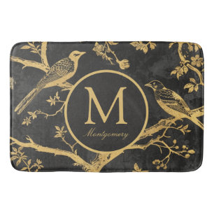 Black Gold Monogram  Bath Mat