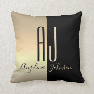 Black Gold Monogram Cushion
