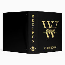 Black & Gold Monogram | Elegant Initial Cookbook
