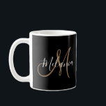 Black Gold Monogram Elegant Stylish Script Name  Coffee Mug<br><div class="desc">Personalised gift Black Gold Monogram Elegant Stylish Script Name Coffee Mug</div>