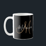 Black Gold Monogram Elegant Stylish Script Name  Coffee Mug<br><div class="desc">Personalised gift Black Gold Monogram Elegant Stylish Script Name Coffee Mug</div>