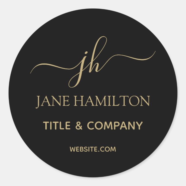 Black Gold Monogram Envelope Seals (Front)