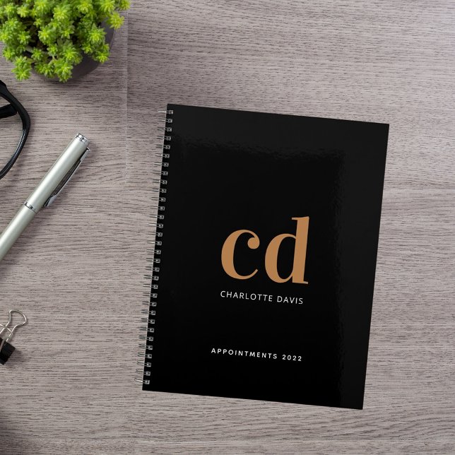 Black gold monogram initials 2026 planner (Creator Uploaded)