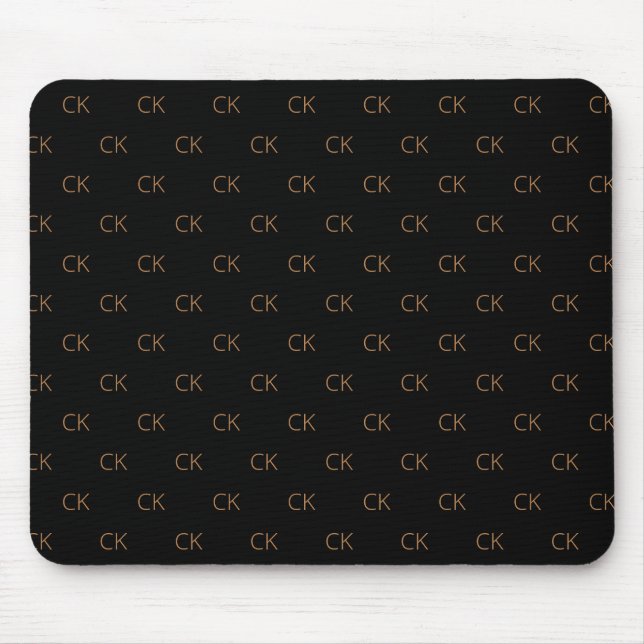 Black gold monogram initials elegant minimalist mouse mat (Front)