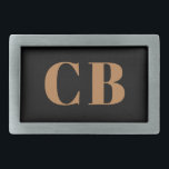 Black gold monogram initials elegant modern belt buckle<br><div class="desc">Black background,  golden  text. Personalise and add your monogram initials.</div>