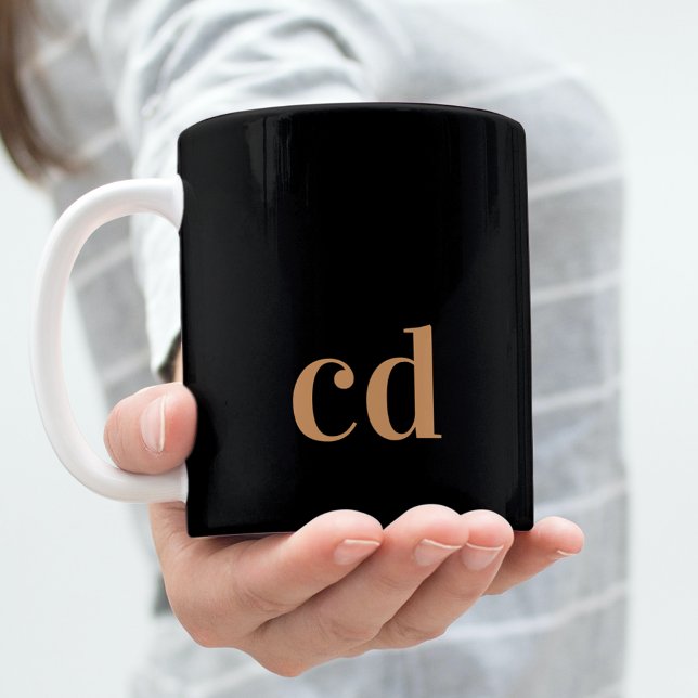 Black gold monogram initials modern custom coffee mug (Creator Uploaded)