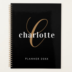 Black Gold Monogram initials Name Minimalist 2023  Planner
