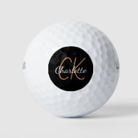 Black gold monogram initials name minimalist 