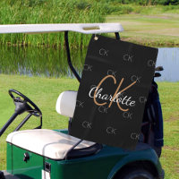 Black gold monogram initials name minimalist