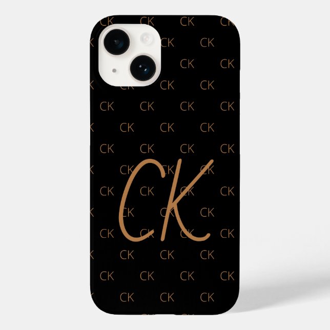 Black gold monogram initials script elegant Case-Mate iPhone case (Back)