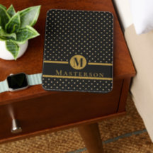 Black & Gold Monogram Letter "R" with Last Name