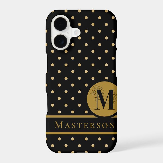 Black & Gold Monogram Letter "R" with Last Name (Back)