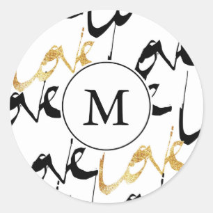 Black & Gold Monogram Love Stickers