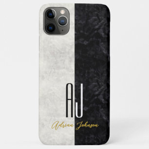 Black Gold Monogram Marble iPhone Case