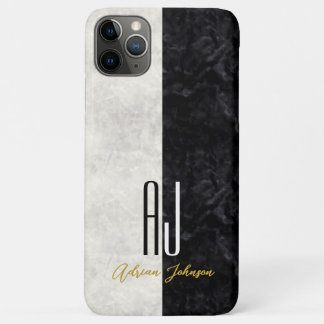 Black Gold Monogram Marble iPhone Case