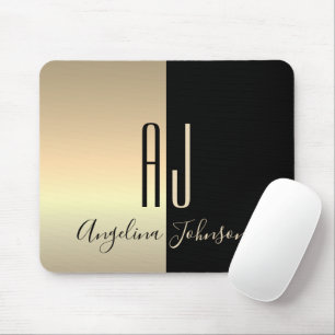 Black Gold Monogram Mouse Mat