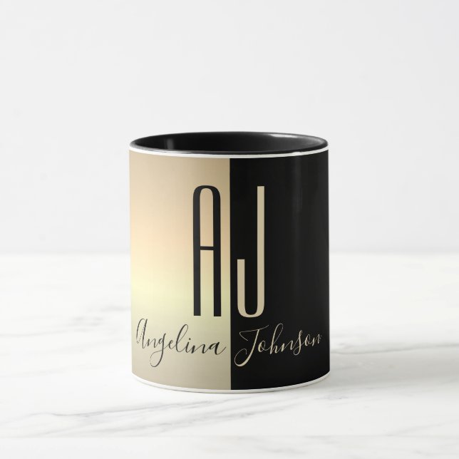 Black Gold Monogram Mug (Center)