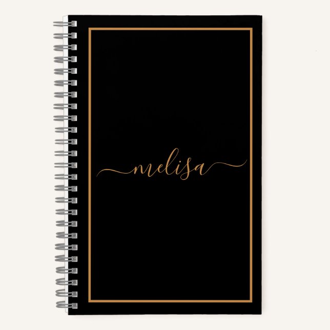 Black Gold  Monogram Name   Notebook (Front)