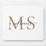 Black & Gold Monogram Name Wedding  Mouse Mat<br><div class="desc">Black & Gold Monogram Last Name Mouse Pad.</div>