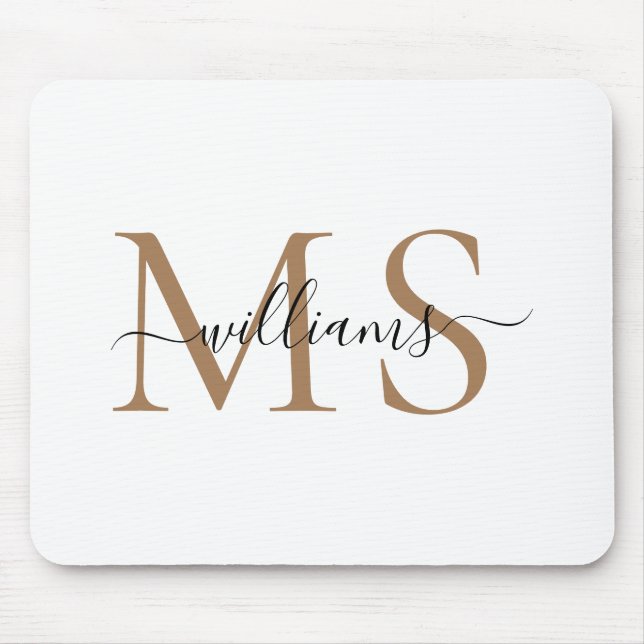 Black & Gold Monogram Name Wedding  Mouse Mat (Front)
