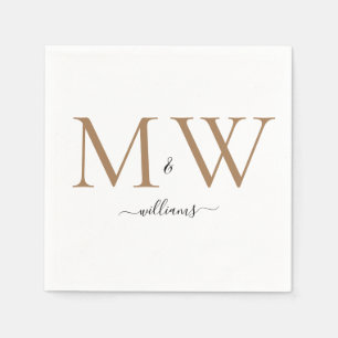 Black & Gold Monogram Name Wedding  Napkin