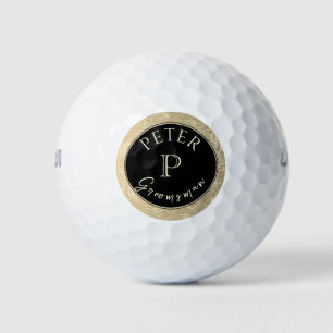 Black Gold Monogram Personalised Groomsman Golf Balls