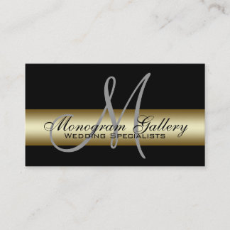Black Gold Monogram Printed Business Card