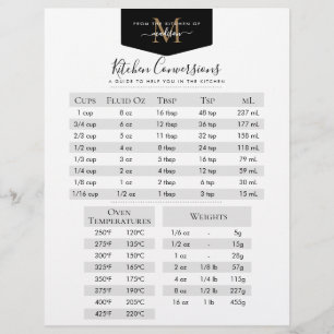 Black Gold Monogram Recipe Kitchen Conversions