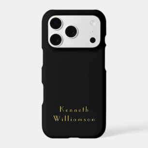Black Gold Monogram Retro Name Minimalist Men Chic