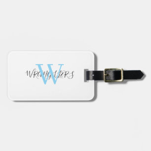 Black Gold Monogram Script Luggage Tag
