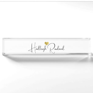 Black Gold Monogram Script Name Stylish Nameplate