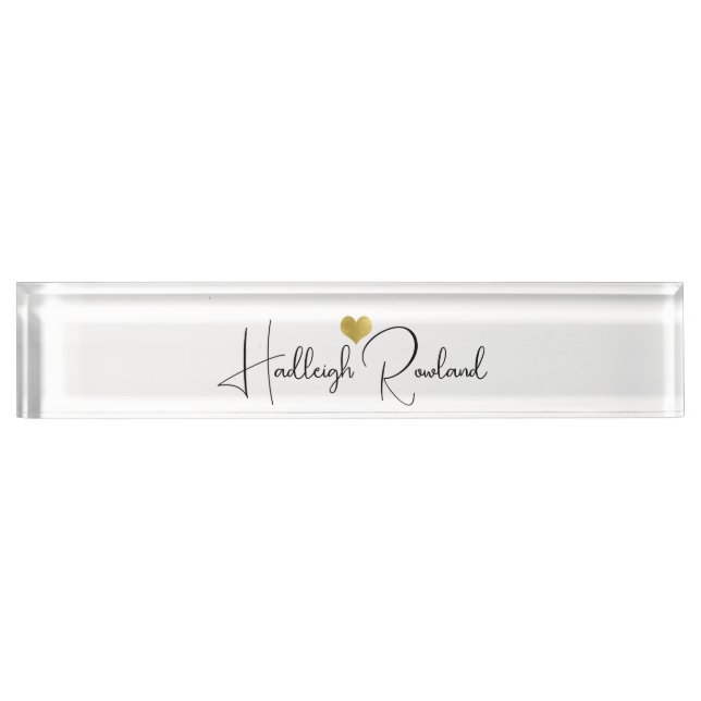Black Gold Monogram Script Name Stylish Nameplate (Front)