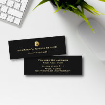 Black & Gold Monogram Sleek Notary Business 