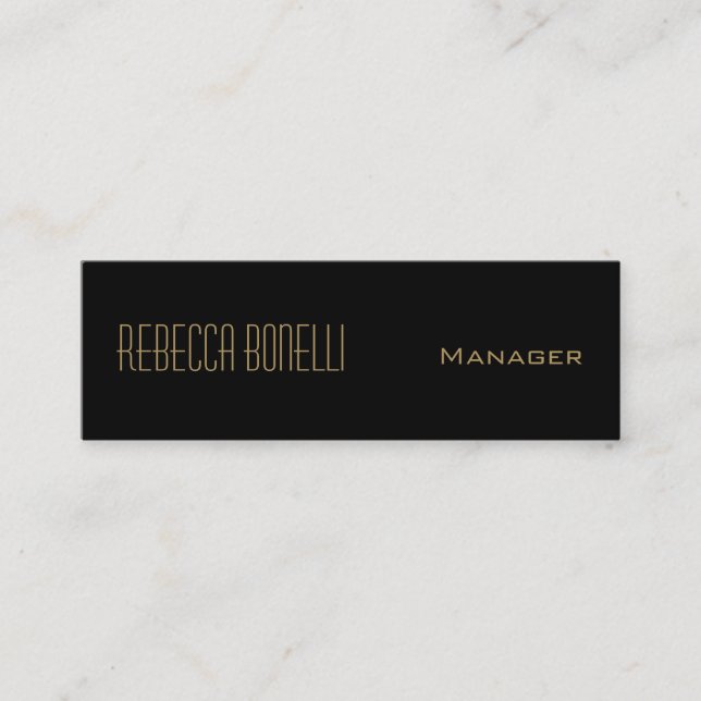 Black Gold Monogram Slim Manager Business Card (Front)