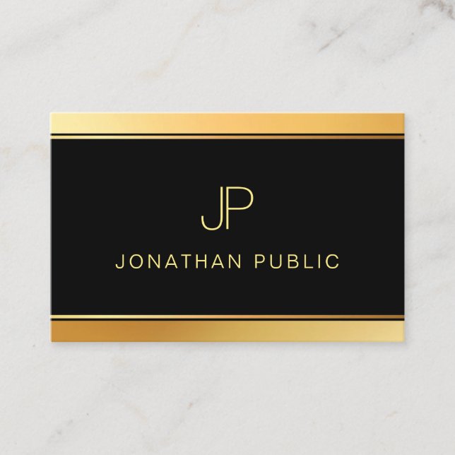 Black Gold Monogram Template Glamour Modern Elite Business Card (Front)