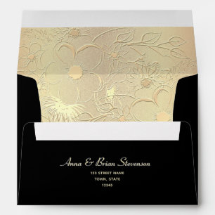 Black Gold Monogram Wedding Envelope Elegant